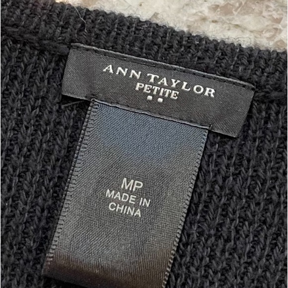 Ann Taylor Faux Fur Leopard Front Full Zip Sweater Jacket Women's size MP - Picture 10 of 11